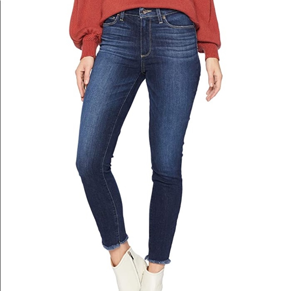 PAIGE Hoxton Ankle Fray Dark Jeans